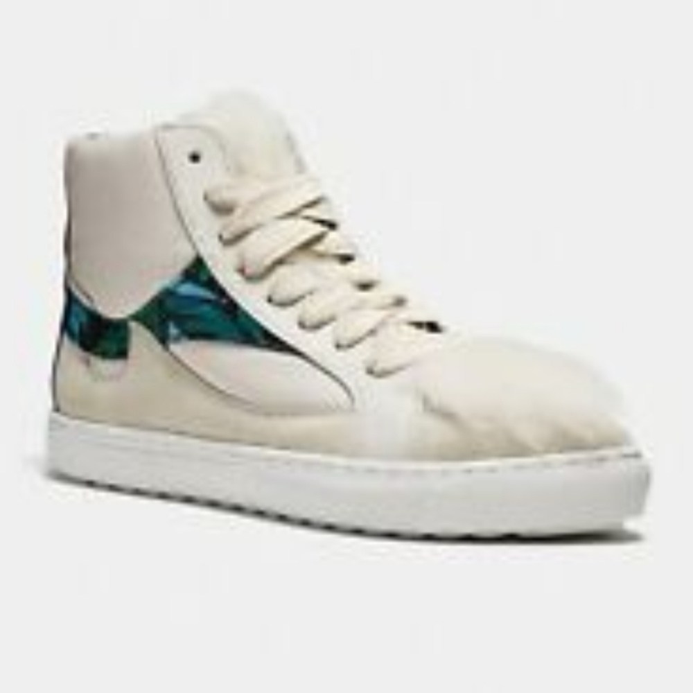 NEW COACH C203 Shearling Hi-Top Vibrant Fashion Shoes